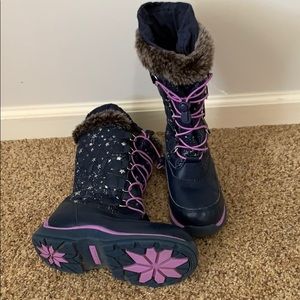 Lands' End Snowflake Insulated Winter Boots Size 1